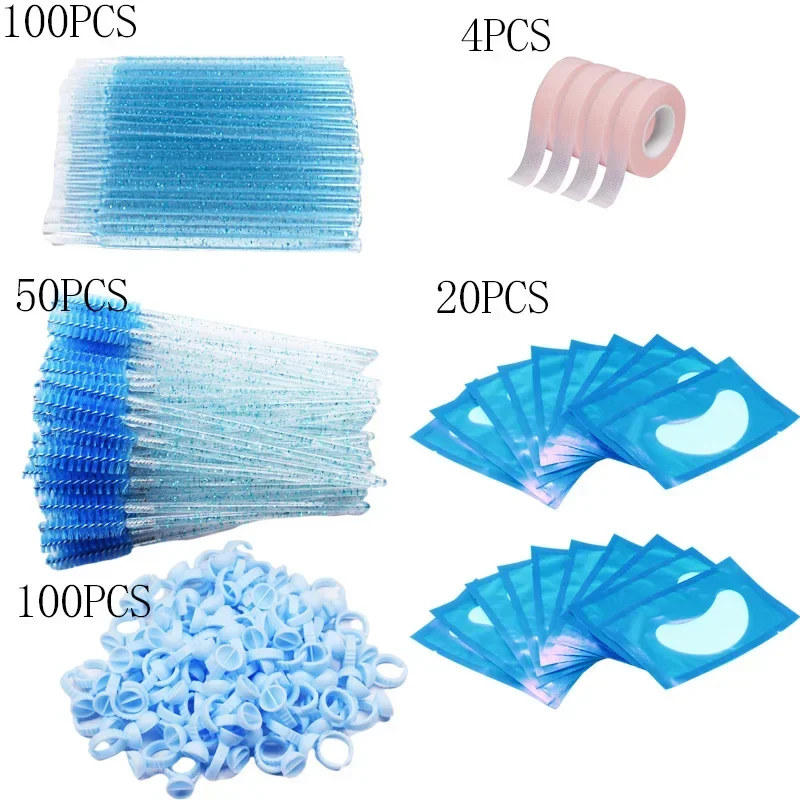 Ensemble de fournitures d'extension de cils, Micro brosse, bande, anneau de colle, tampon pour les yeux, applicateur de Mascara jetable, outil pour cils, vente en gros