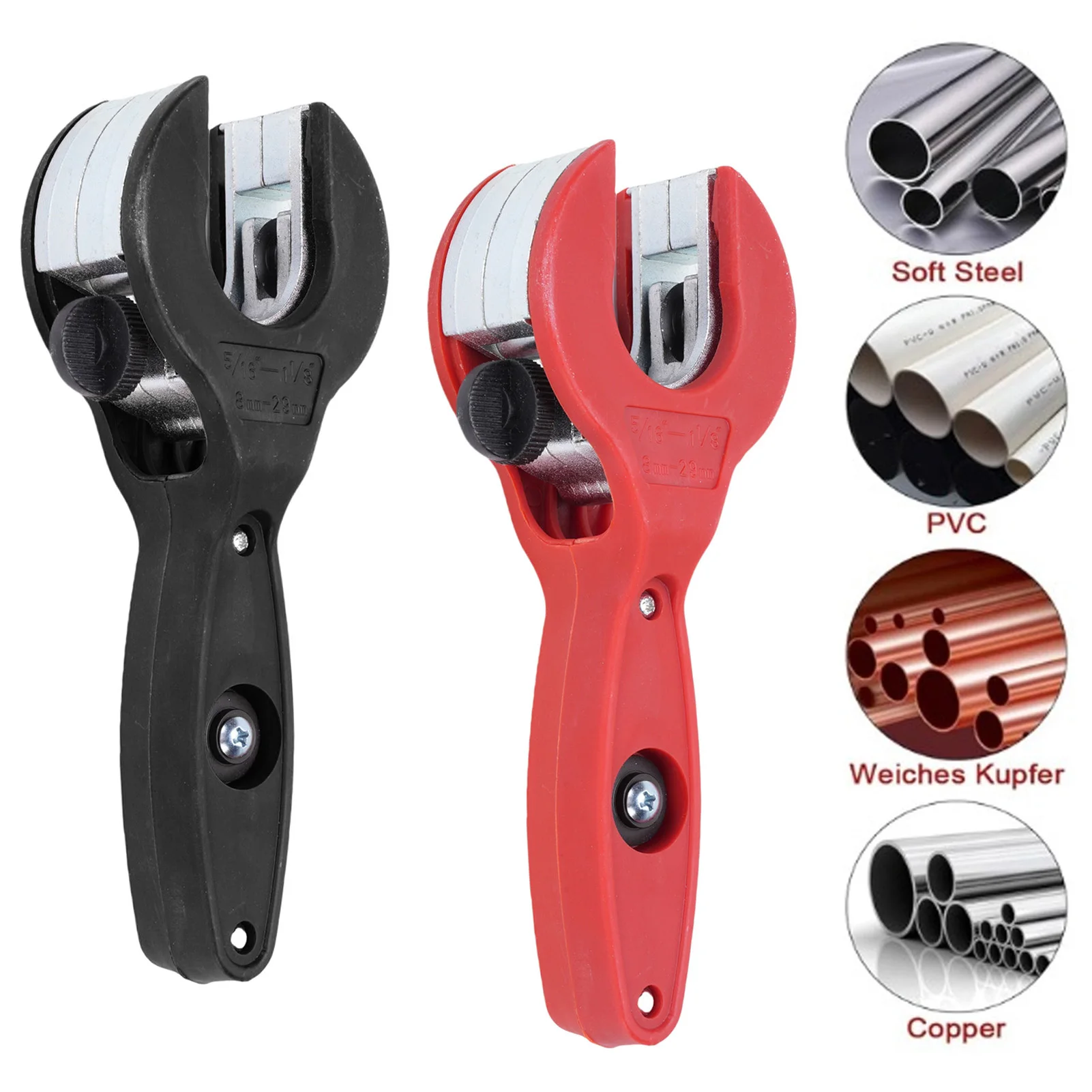 

Ratcheting Pipe Cutter Adjustable Knob Ergonomic Flexible Ratchet Tubing Cutter for Cutting 1/4~7/8in Copper PPR PVC Metal Pipes