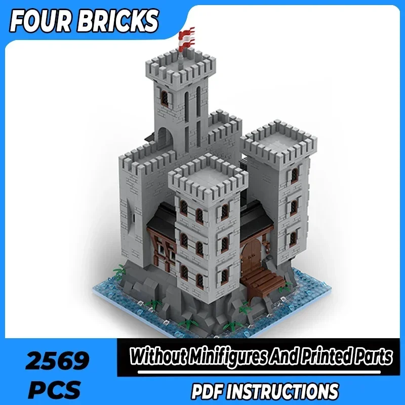 MOC-Briques de construction de modèle de réfrigérant militaire, château sur la falaise, blocs modulaires technologiques, cadeaux de jouets de Noël, ensembles de bricolage, assemblage