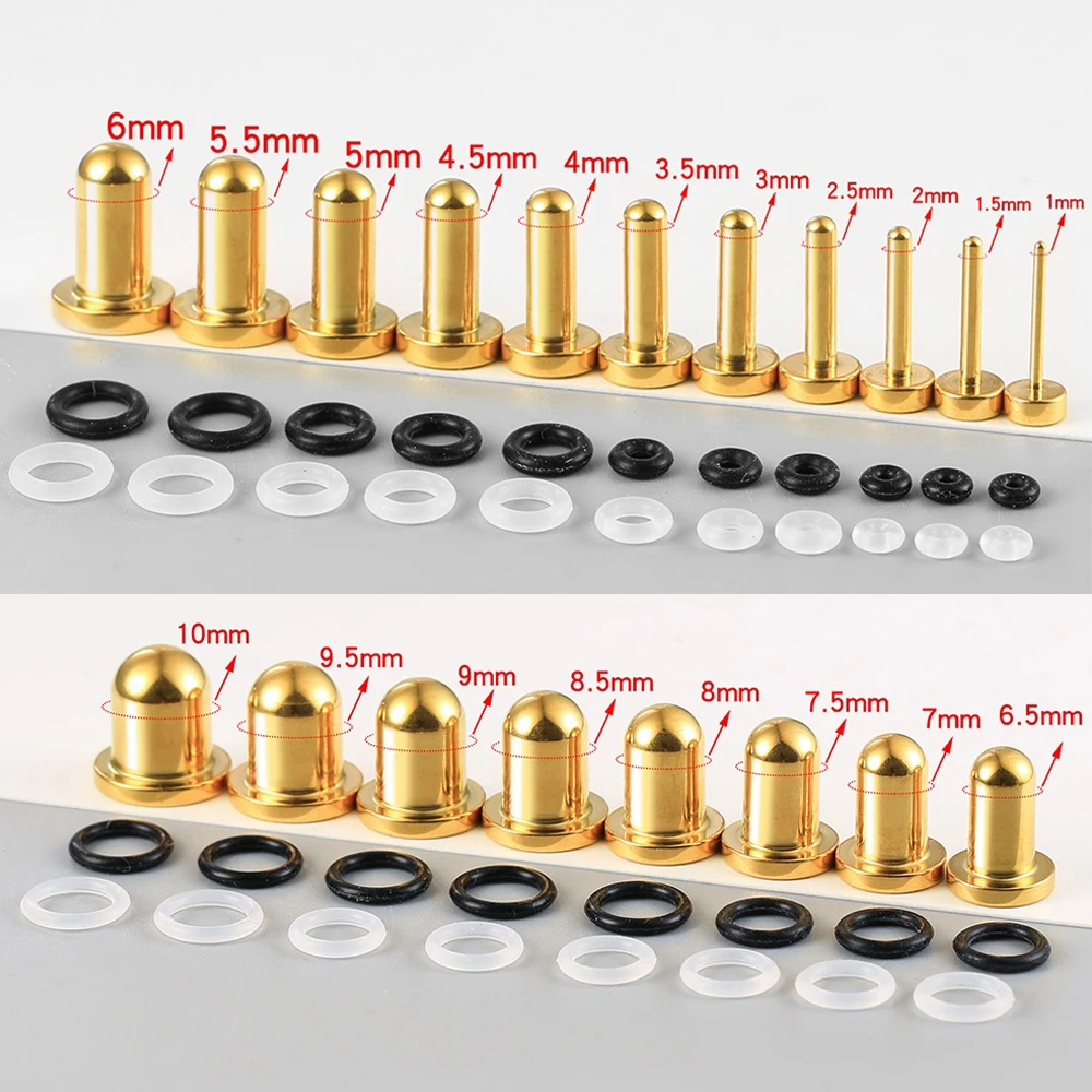 Giga 316L Stainless Steel Ear Stretching Kit with 0.5mm Increments, 18g-00g Dead Stretching Short Tapers Plugs with Rubber Rings