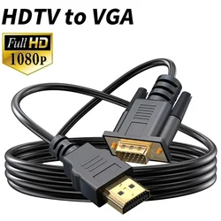 1.8m HDTV Male to VGA Male Adapter Cable hdmi Compatible 1080P 60Hz Full HD Video Converter Cord for Laptop PC Monitor Projector