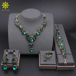 New Exquisite Dubai Jewelry Set Luxury Gold Color Nigerian Wedding African Beads Necklace Earrings Set Costume Design