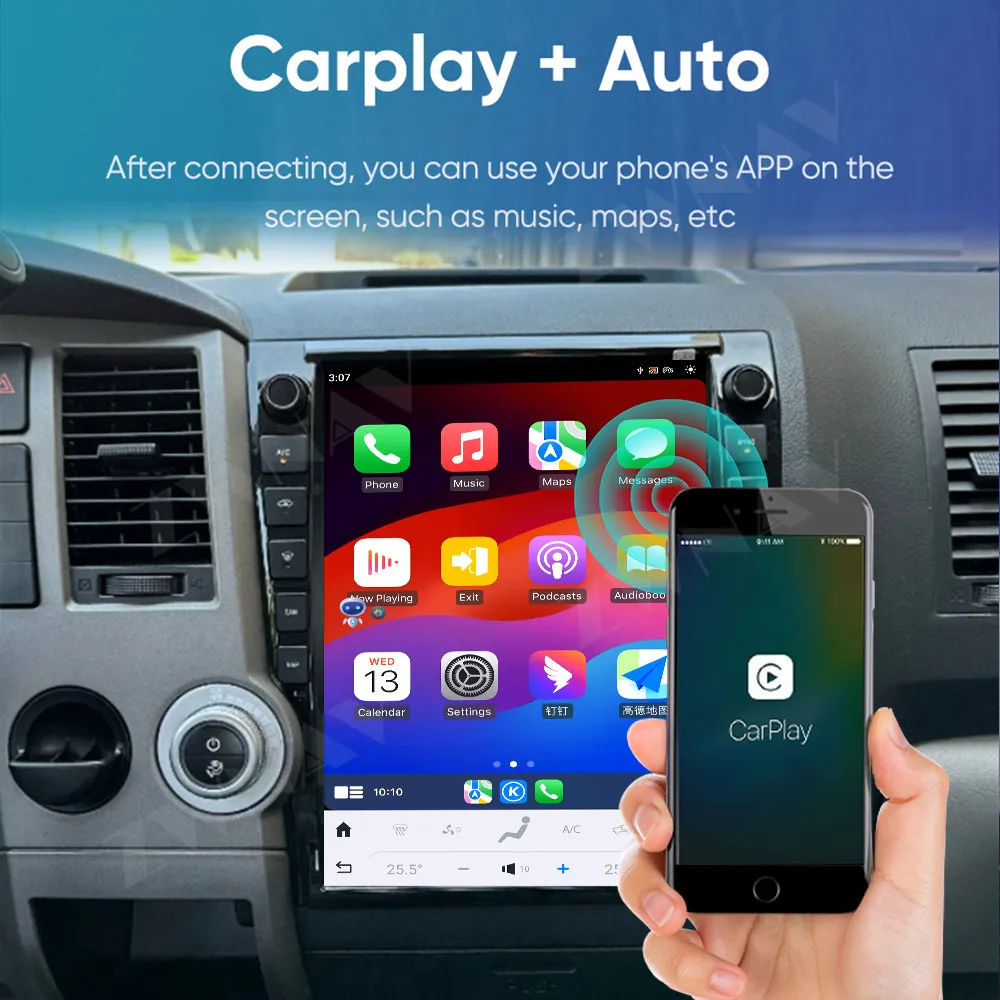 Écran de voiture Carplay pour Toyota Tundra, Android, Audio, Stéréo, Auto, GPS, Limitation automobile, Radio, 2007, 2008, 2009, 2010, 2011 - 2013