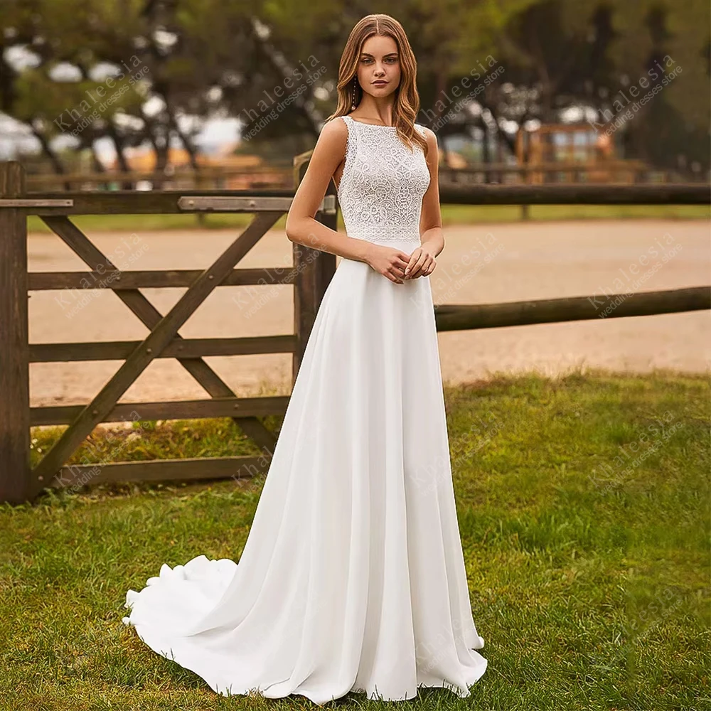 Elegant Wedding Dresses Classic Bridal Gowns Lace Appliques Sleeveless Backless Robes Charming Vestidos De Novia Customized 2026
