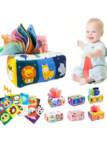 Bebê Montessori Magic Tissue Box Toy, Atividade de Aprendizagem Educacional, Brinquedo Sensorial para Crianças, Exercício com os Dedos