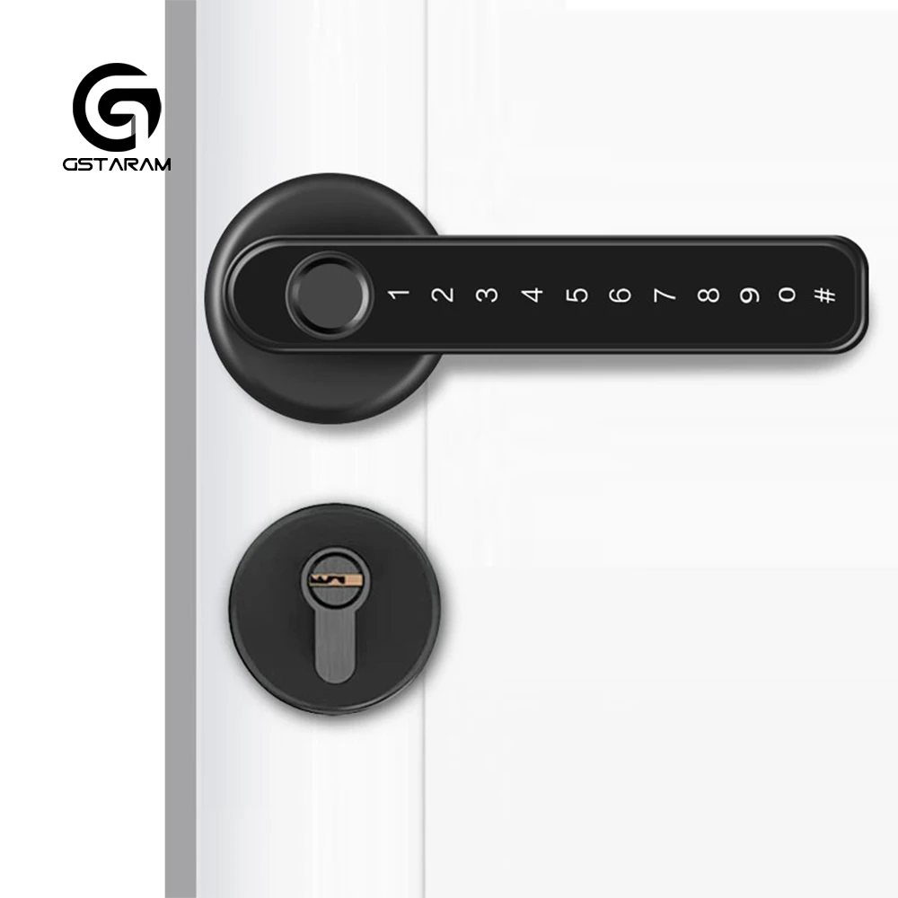 Security Door Lever Handle Lock Safety Smart Lock Home Electronics Fingerprint Door Latch Fingerprint Password Electronic Lock