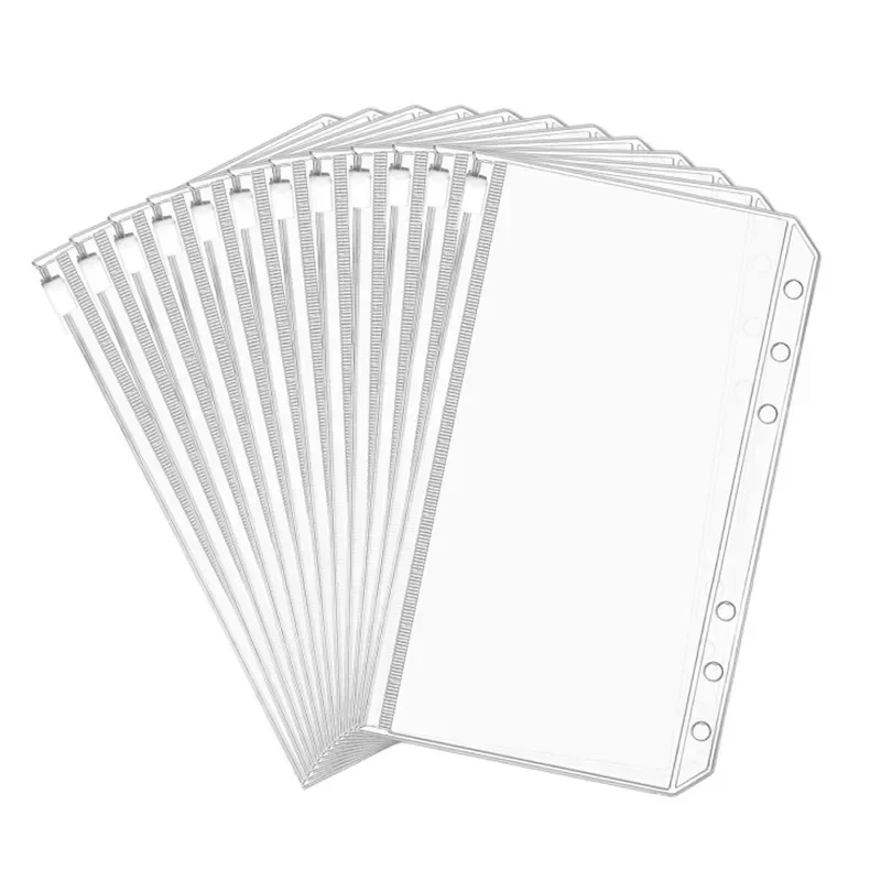 20/30/50Pcs 6-Holes Transparent Waterproof PVC Binder Inserts Binder Envelopes Photos Collection of Banknotes A6 Binder Pockets