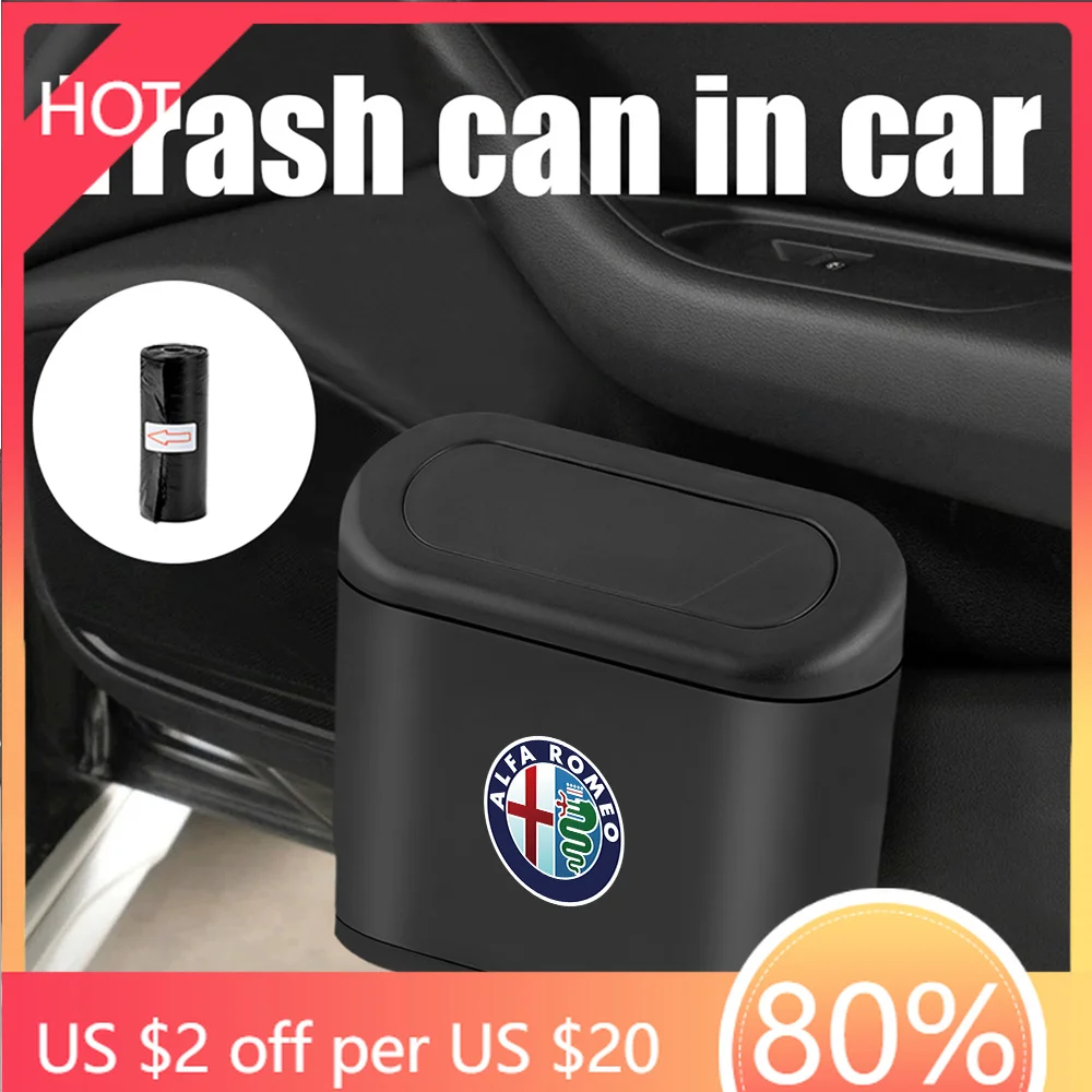 Car Stickers ABS Plastic Car Trash Can Garbage Dustbin Storage Box Auto Accessories For Alfa Romeo Giulietta GT 159 147 156 Giul