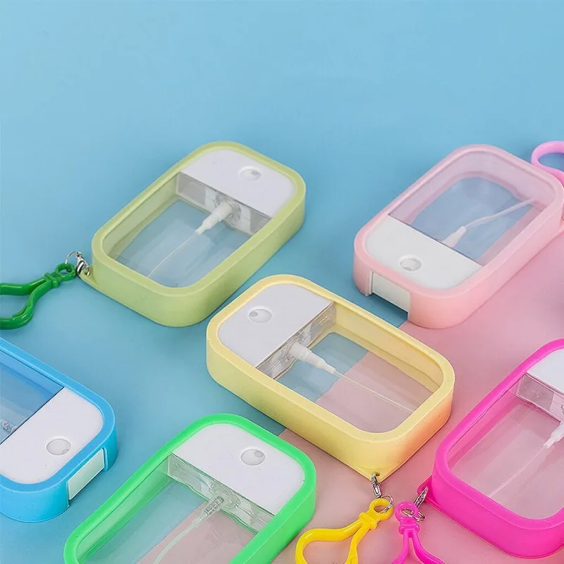 

50ml Spray Small Sanitizing Spray Scented Vegan Hand Sanitizer with Keychain Perfume Alcohol Water Spray Bottle Travel Dispenser