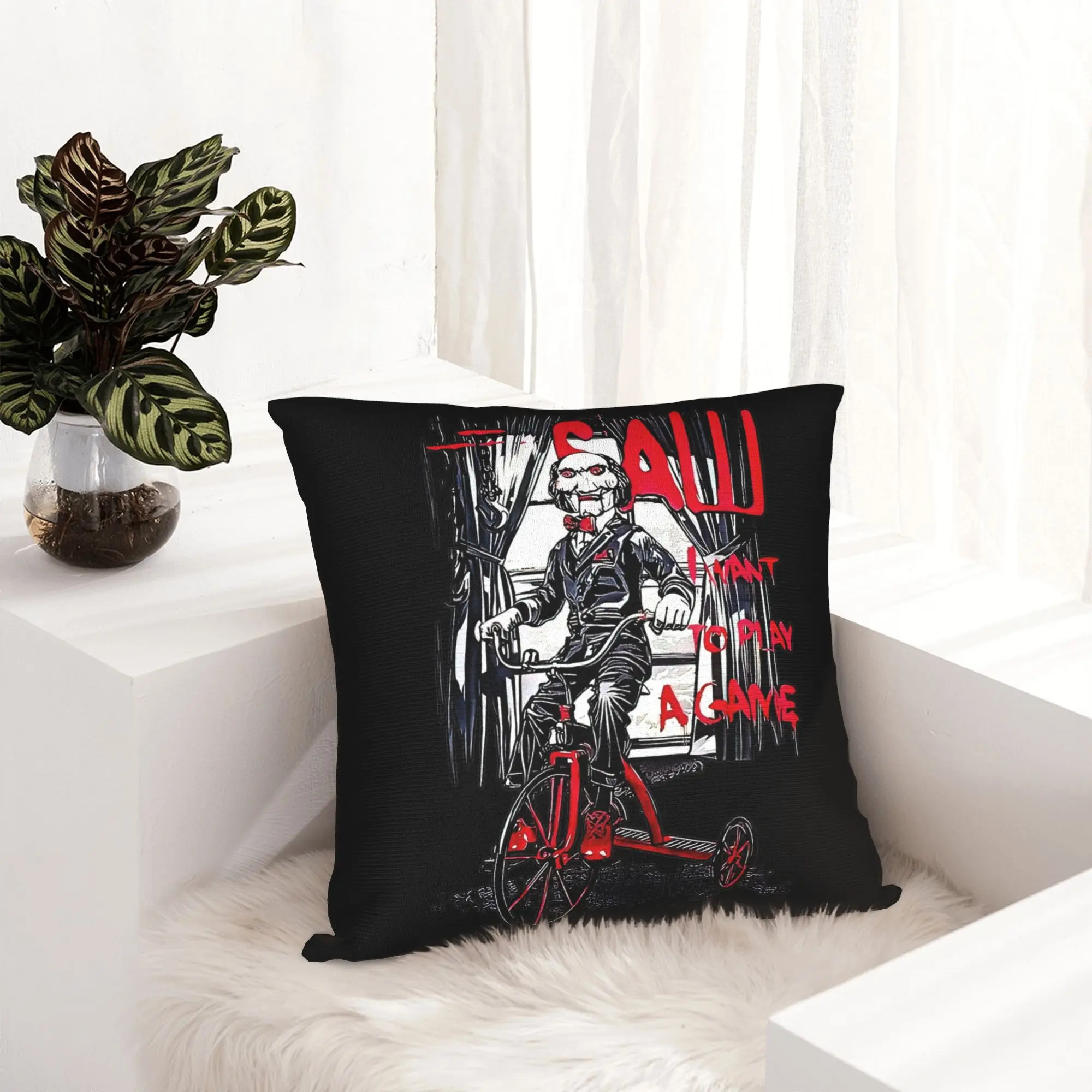Saw Jigsaw Horror Movie Pillowcase Double-sided Printing Polyester Cushion Cover Decor  Pillow Case Cover Home Square 45*45cm