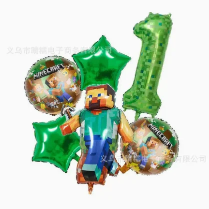 Nieuwe My World Digitale Ballon Verjaardagsparty Decoratie Set - Steve Ballonpak Voor Kinderen - afbeelding 1