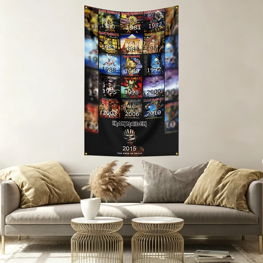 Custom I-Iron & M-Maiden Flag Banner Vivid Color Fade Resistant With Grommets Outdoor Garden Indoor Dorm Room Wall Hanging Decor