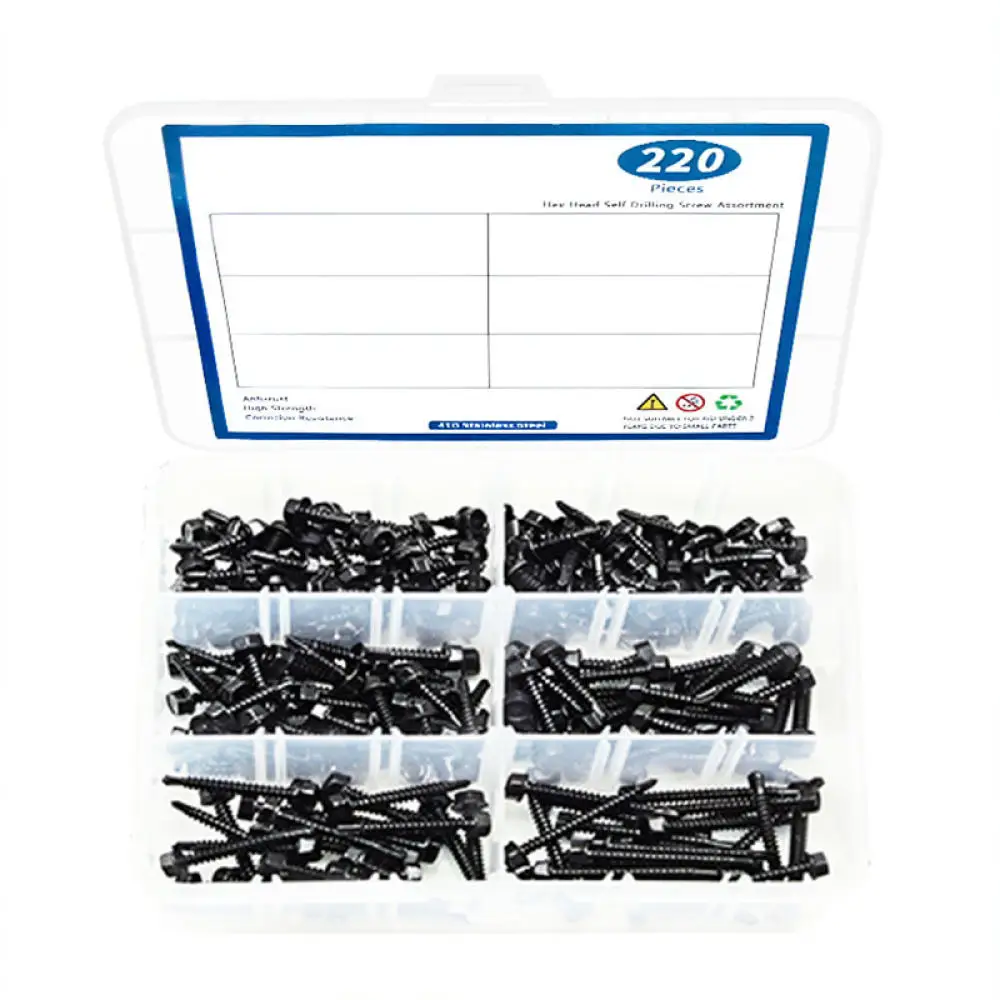 Professional Hex Washer Head Drill Screws Stainless Steel Industrial Hardware Assortment For Wood Metal Fixing Projects