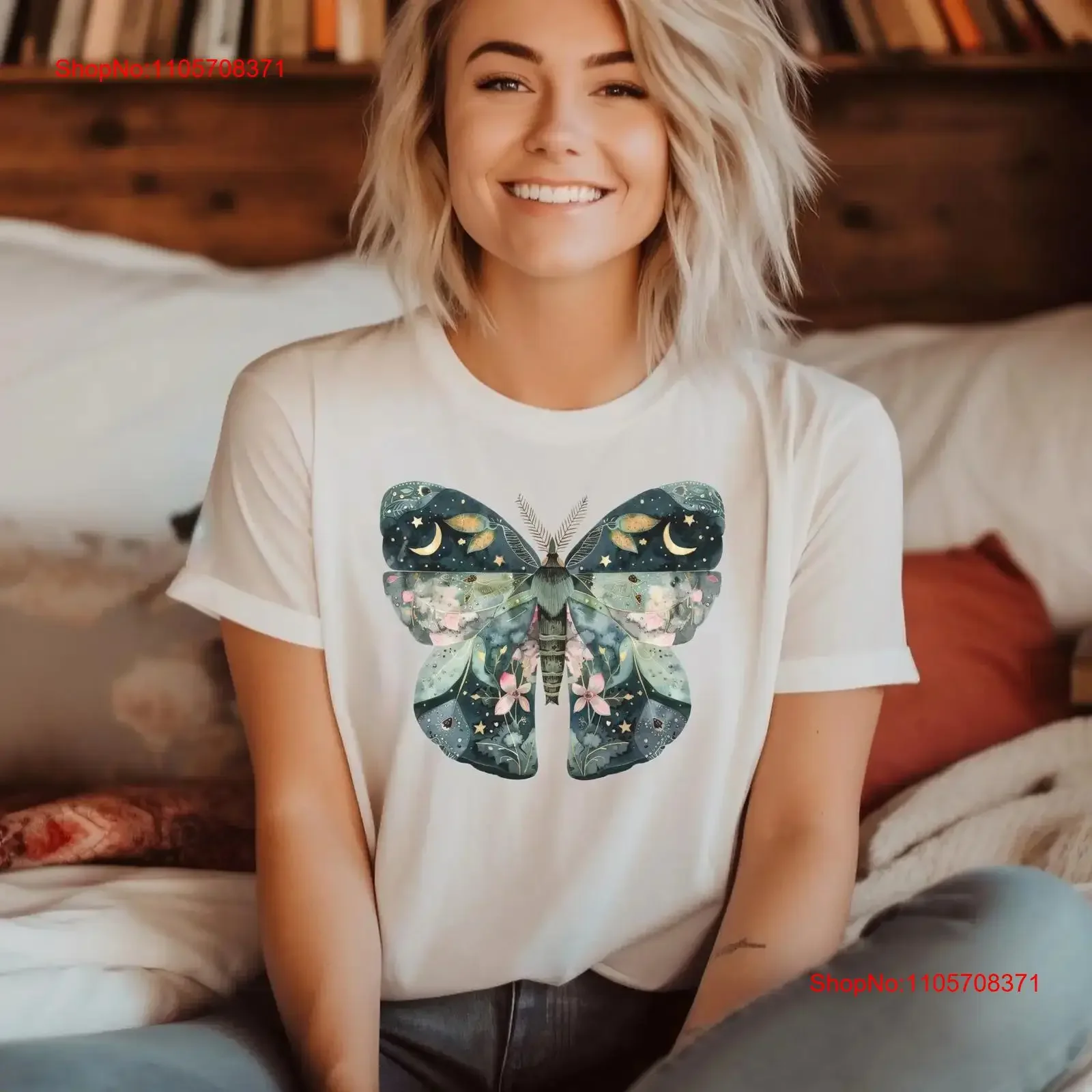 moth shirt luna Cottagecore Clothing Fairycore Top Moon Phase T Celestial Forestcore magical vintage Washed designer clothes