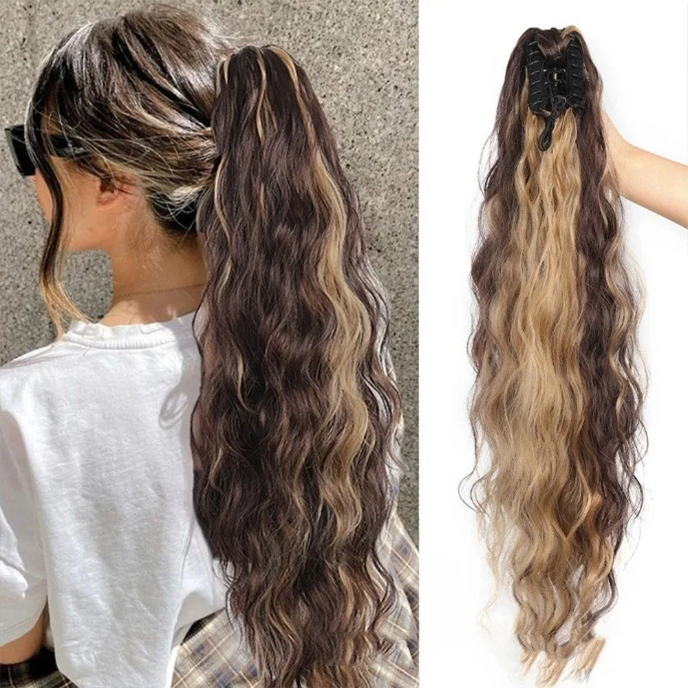 

Fashion Synthetic Hair Ponytail Extension Long Wavy Fluffy Texture Ponytail Hair Natural Curly Hair Wig Clip Hair Accessories