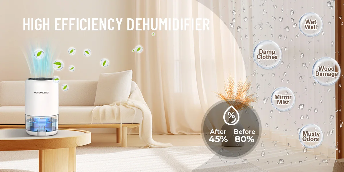 Dehumidifier, 35 OZ Dehumidifiers for Home for Room, Quiet and Portable Dehumidifier for Bedroom, Bathroom, RV, Closet, Auto-off