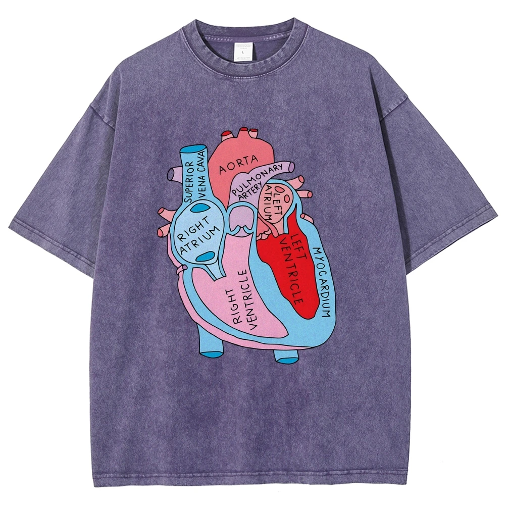 Contrasting Color Pure Cotton Women's T-Shirt Cartoon Heart Letter Printing Loose Oversize Shoulder Down Trend New Short Sleeves image 6