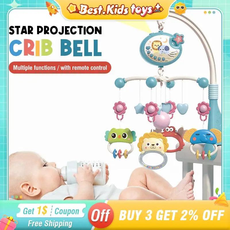 

Baby Toys Crib Bell Mobile Rattles Star Projection Toddler Carousel Musical 0 6 Months Baby Accessories Newborn Bed Bell Gifts