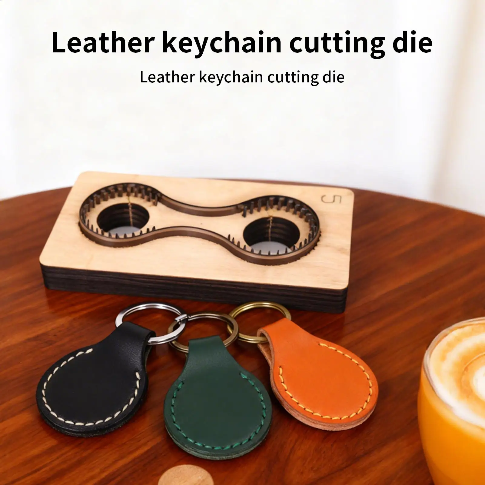 Leather Keychain Cutting Die Wooden Precise Craft Supplies Leather Keychain Embossing Die Mold For Small Projects Wallet Cards view 3