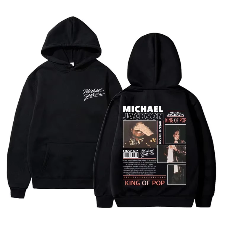 

2025 Autumn and Winter Michael Jackson King of Pop Patterned Hoodie Vintage Gothic Rock Men's Fashion Hoodie Hip Hop Punk