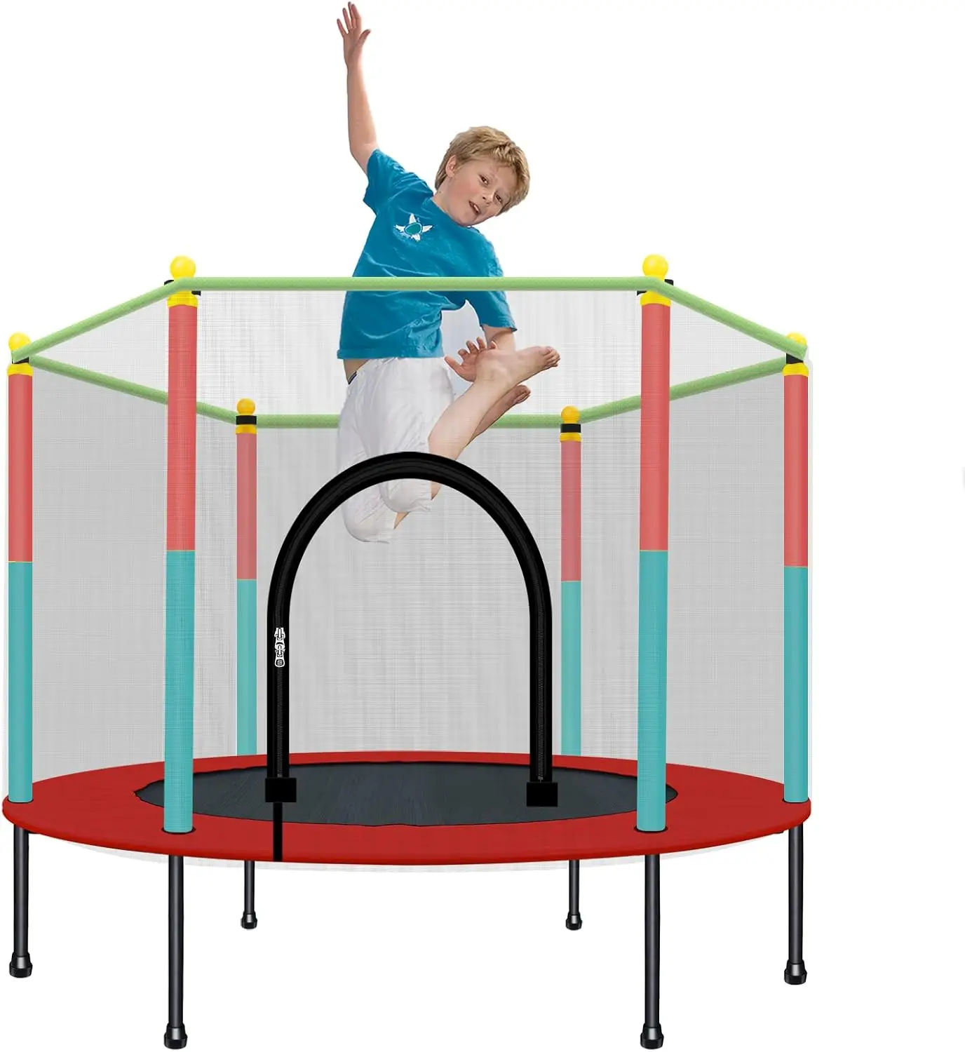 Kids Trampoline With Safety Enclosure Net - 5Ft Trampoline For Toddlers Indoor And Outdoor - Parent-Child Interactive Game