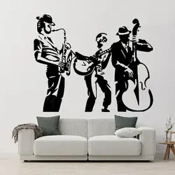 Jazz Band Musical Instruments Wall Sticker Girls Boys Bedroom Decor Music Guitar Wall Decal Man Cave Garage Posters P473