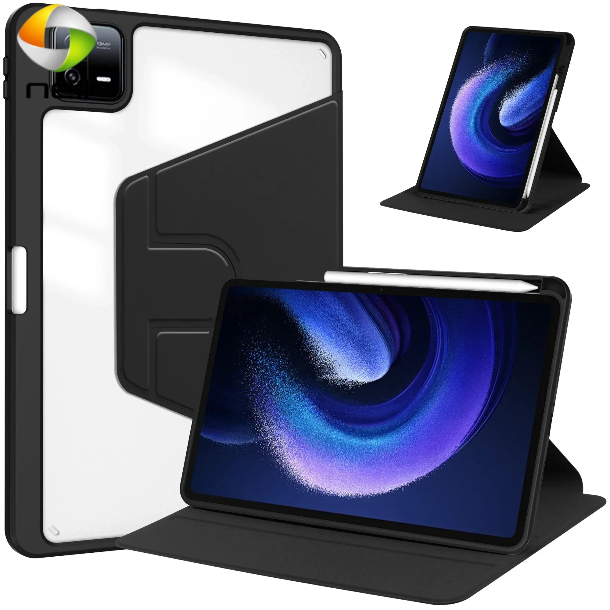 

Smart Case For Xiaomi Pad 7 Pro 2024 11.2 inch 360 Rotatable Stand Cover With Pen Slot, Auto Sleep & Wake Fudna Shockproof Shell