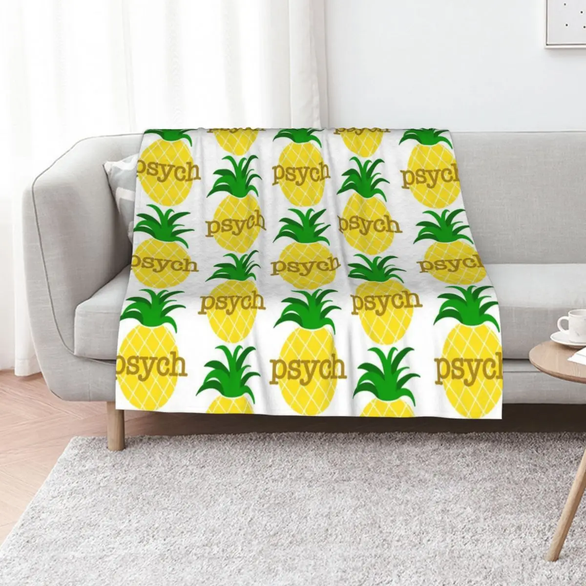 Psych Pineapple Throw Blanket For Sofa Thin Polar Retros Decorative Throw Tourist anime Blankets