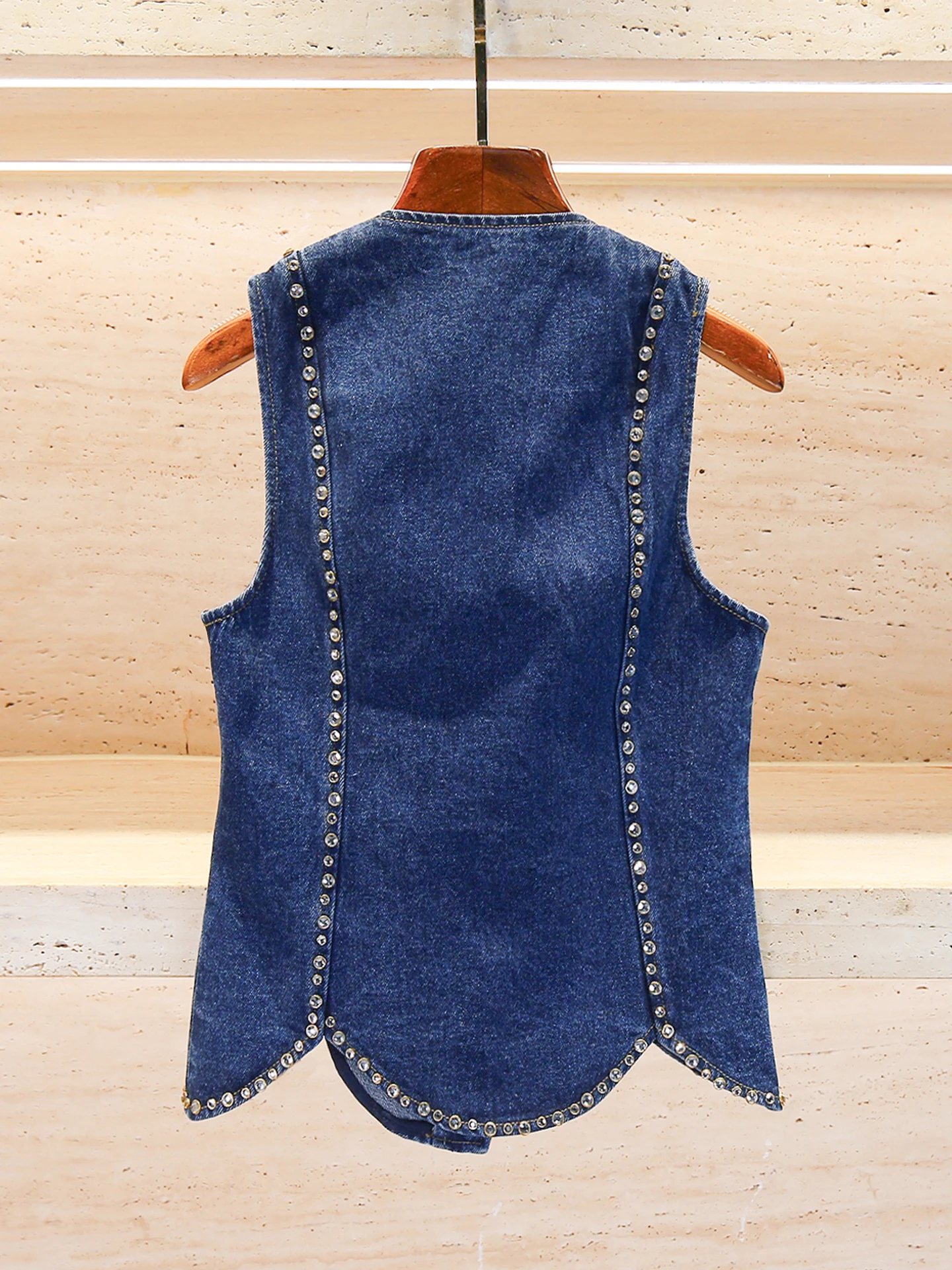 S Home South Oil الراقية المرأة الصيف تصميم تحسس الماس الجينز سترة علوية المرأة Faion تخفيف Sle ort طول #2