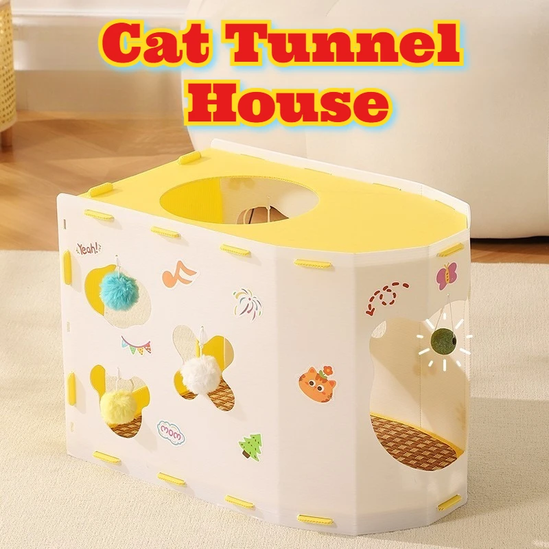 

‌New Cat Tunnel House Long Play Tube Fun Plastic Pet Bed Year Round Use Multi Function Interactive Toys Supplies Small Animals