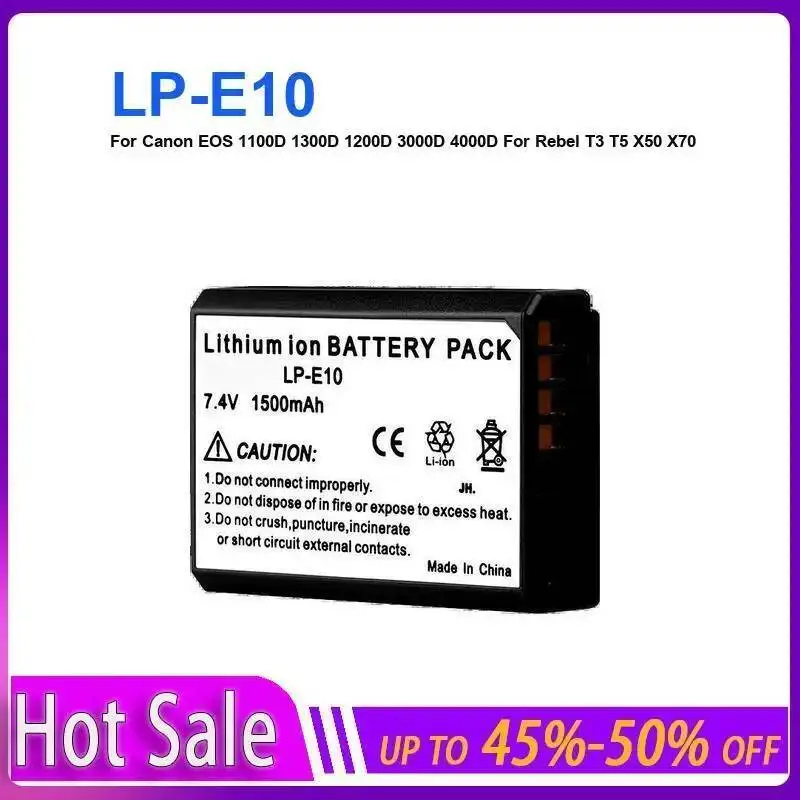 High Performance LP-E10 High-Capacity 1500Mah For Canon Eos 1100D 1300D 1200D 3000D 4000D Rebel T3 T5 X50 X70 Camera Battery