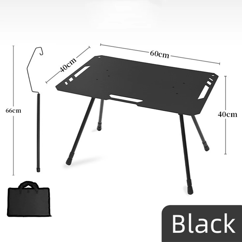 Table de camping avec poignées pliables, table d'appoint amovible, table à thé avec support de lanterne, camping dans le jardin, pique-nique en plein air