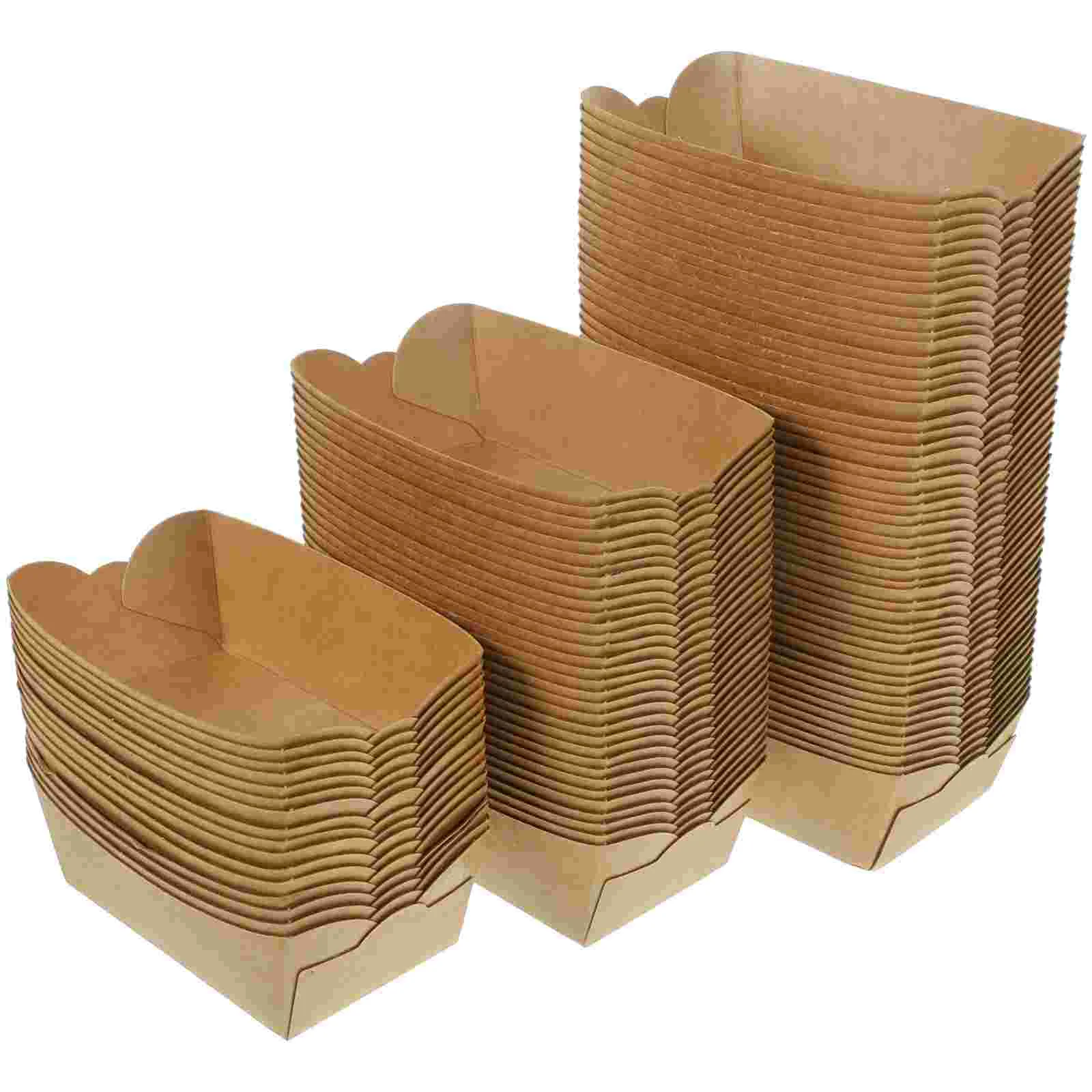 

100 Pcs Grease Resistant Containers Takeaway Kraft Paper Picnic Box Sandwich Storage Boxes Fast Food Hot Dogs