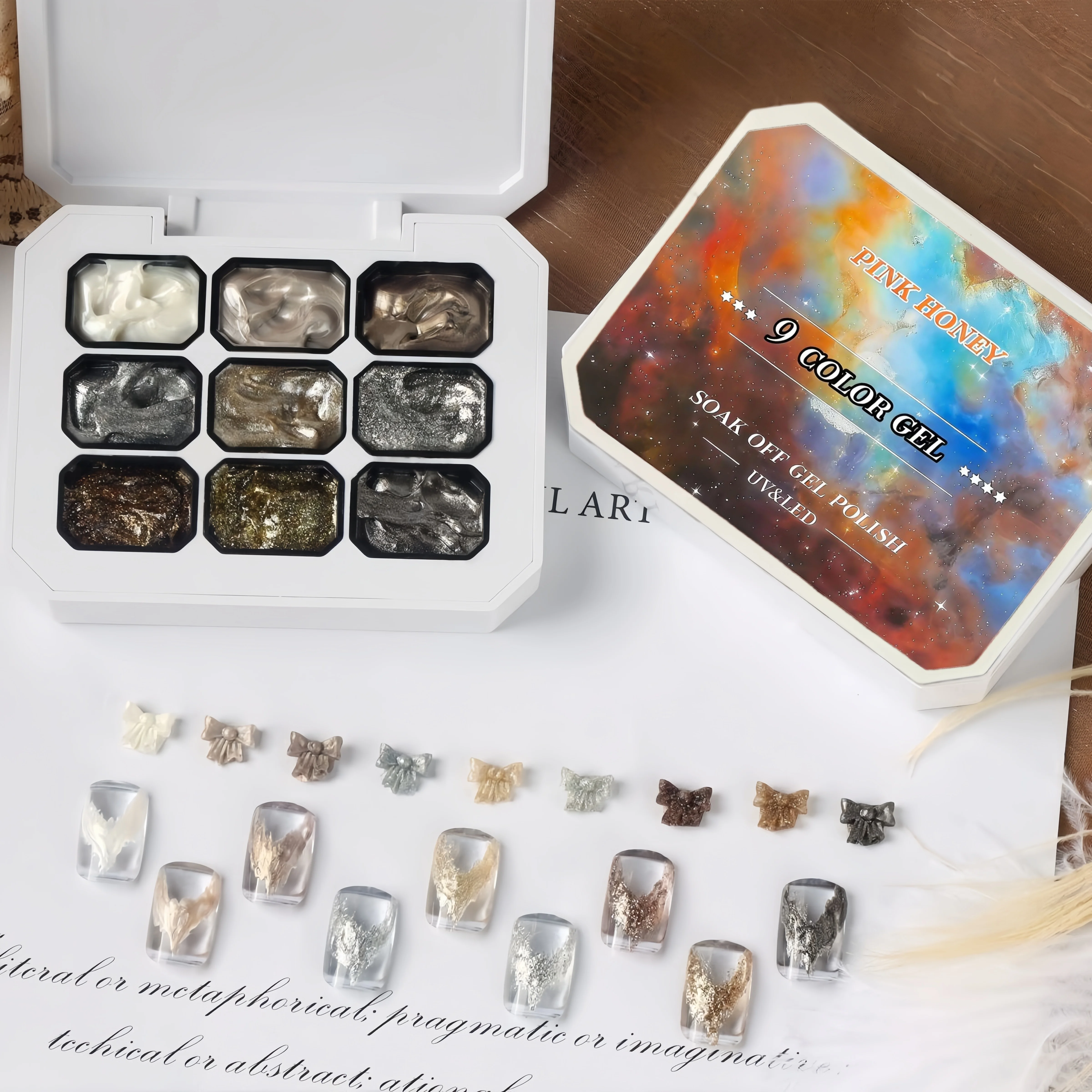 9 Grid Solid Nail Polish, Metal Fairy Powder, UV Gel, DIY Nail, Vintage Solid Nail Polish - view 6