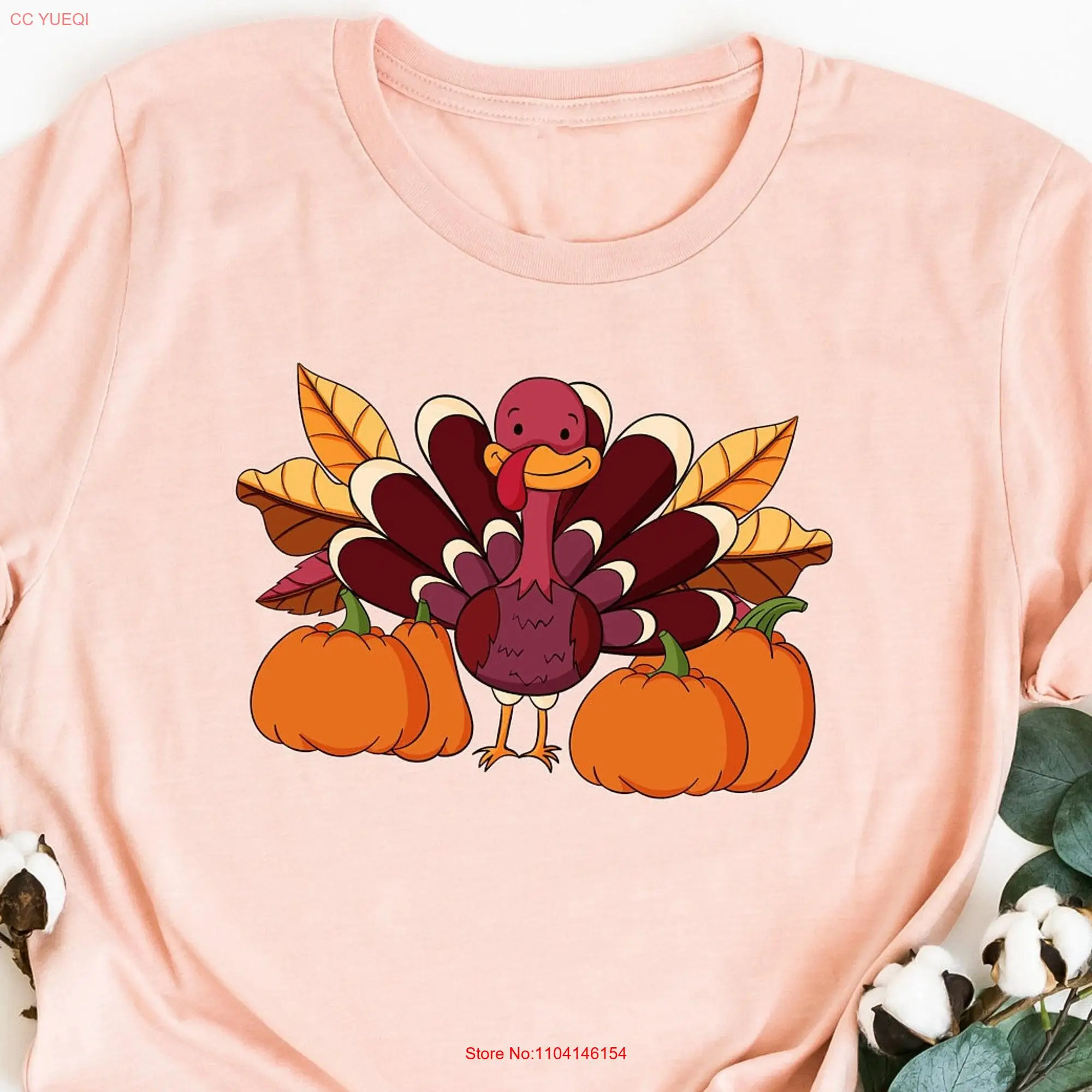 Cute Thanksgiving T Shirt Little Turkey Fall Vibes Family Gobble Toddler long or short sleeves