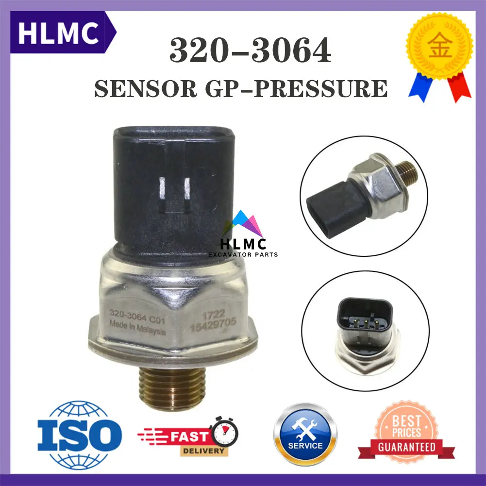 

Diesel Engine Fuel Rail Pressure Sensor Fuel Pressure Sensor For Excavator E320C E312D Sensata 320-3064 C01 5PP4-18 3203064