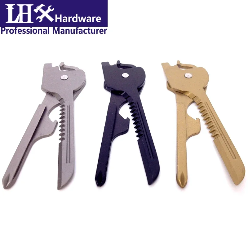 Multi Folding Hand Tool Set Keychain Phillips Flat-blade Screwdriver Corkscrew Knife for Outdoor Travel Camping LHX HX05 G