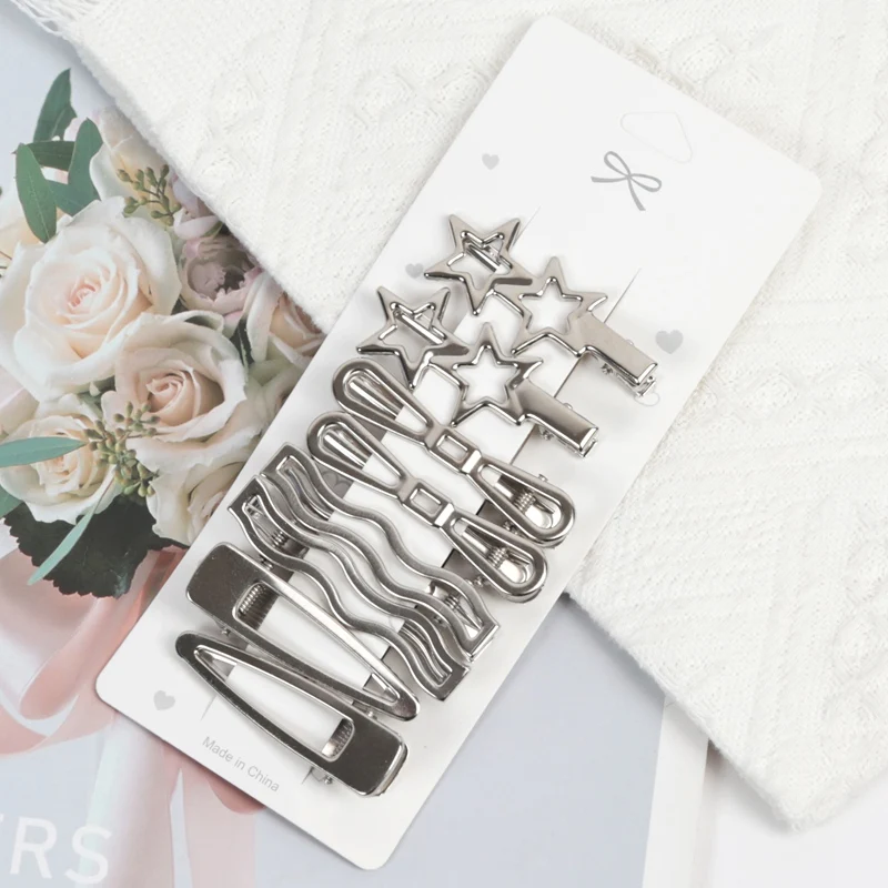 Silberfarbene Metall-Haarspangen für Frauen Y2K Entenschnabel-Haarnadeln Persönliche Kopfbedeckung Haarklammern Styling-Accessoires für Mädchen