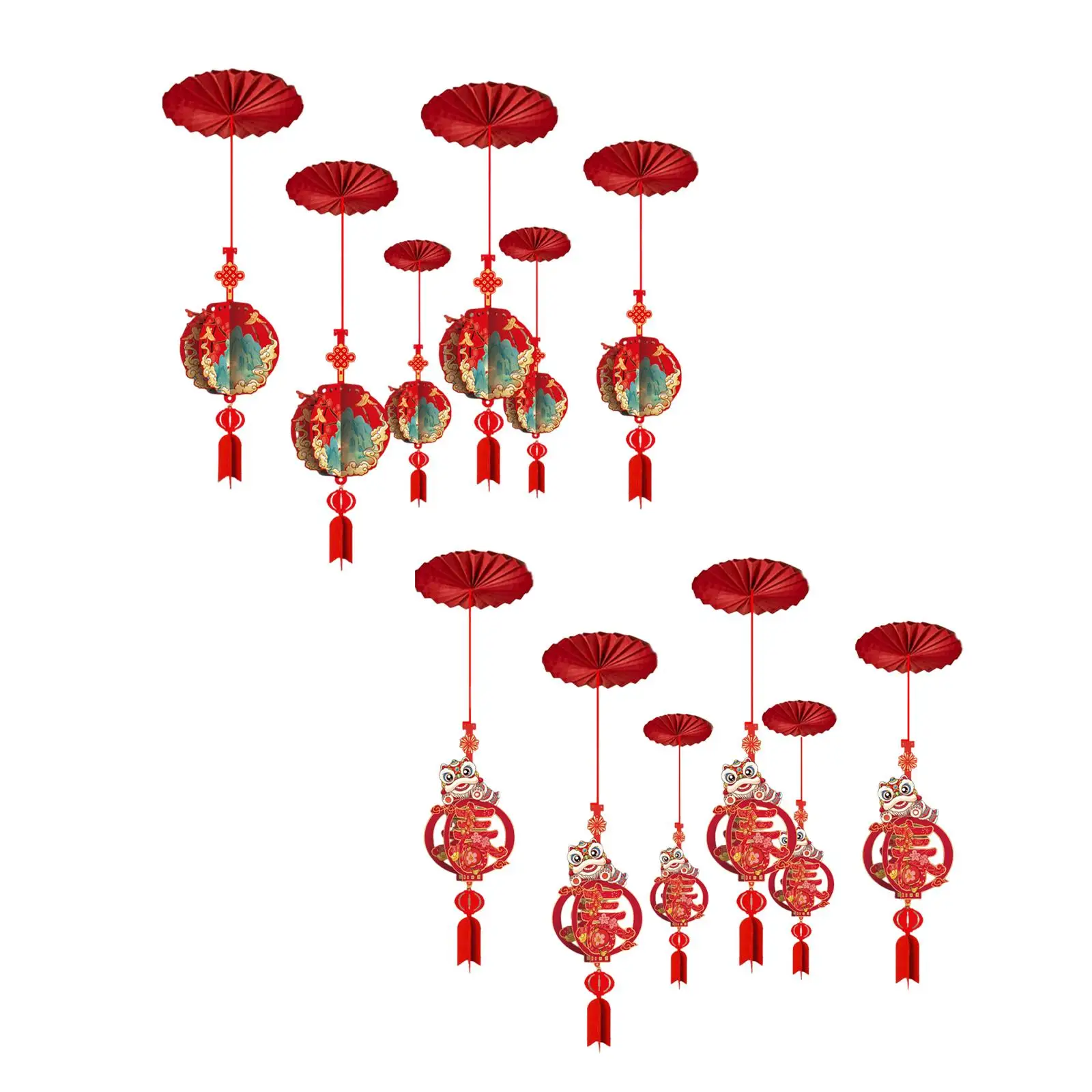 Chinese Tassel Red Paper Pendant Ceiling Hanging Ornaments Set for 2026 Spring Festival Home Decoration view 2