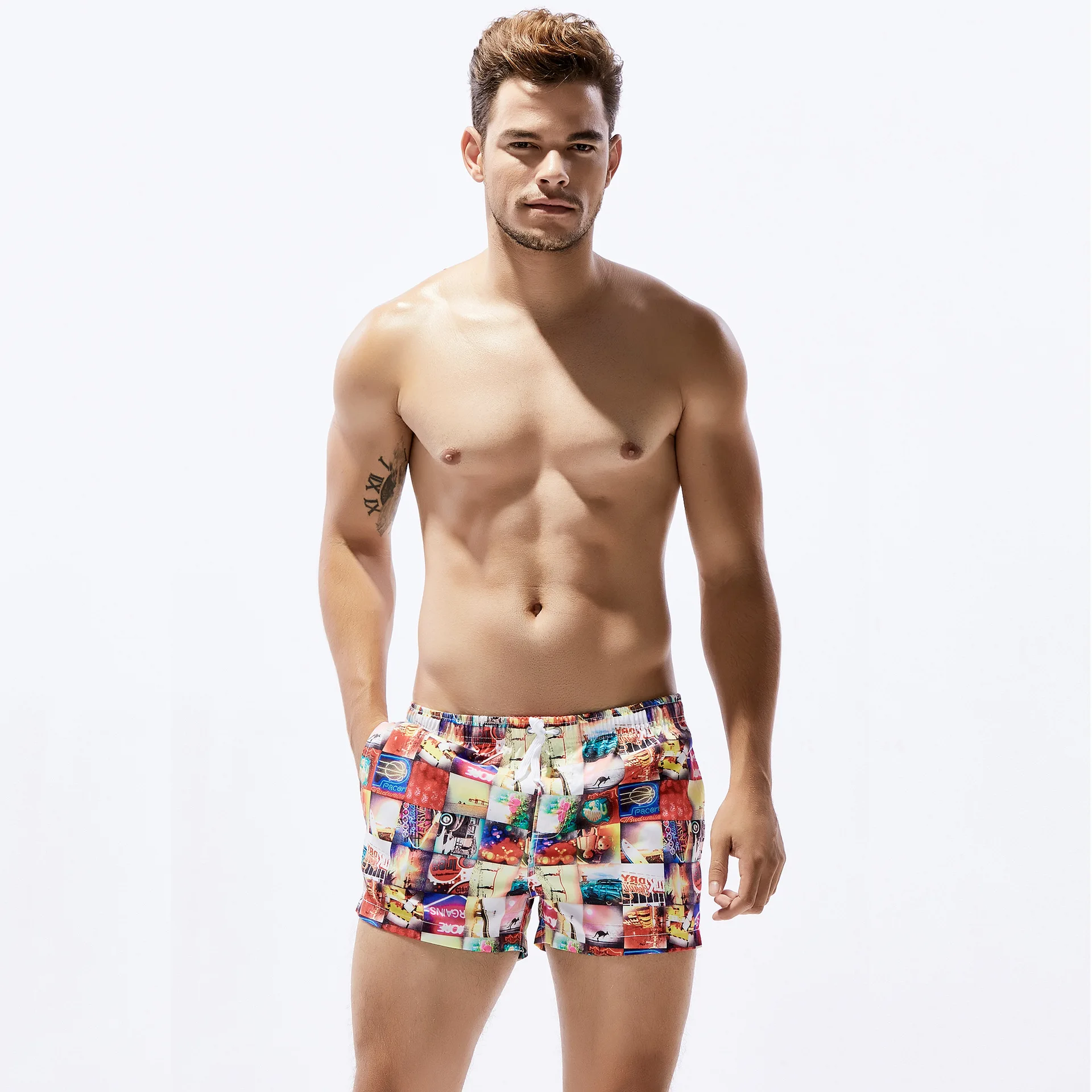 Pantaloni casual da uomo larghi stampati casual orts Spor comodi a vita media gamba dritta antirughe primavera estate Faion