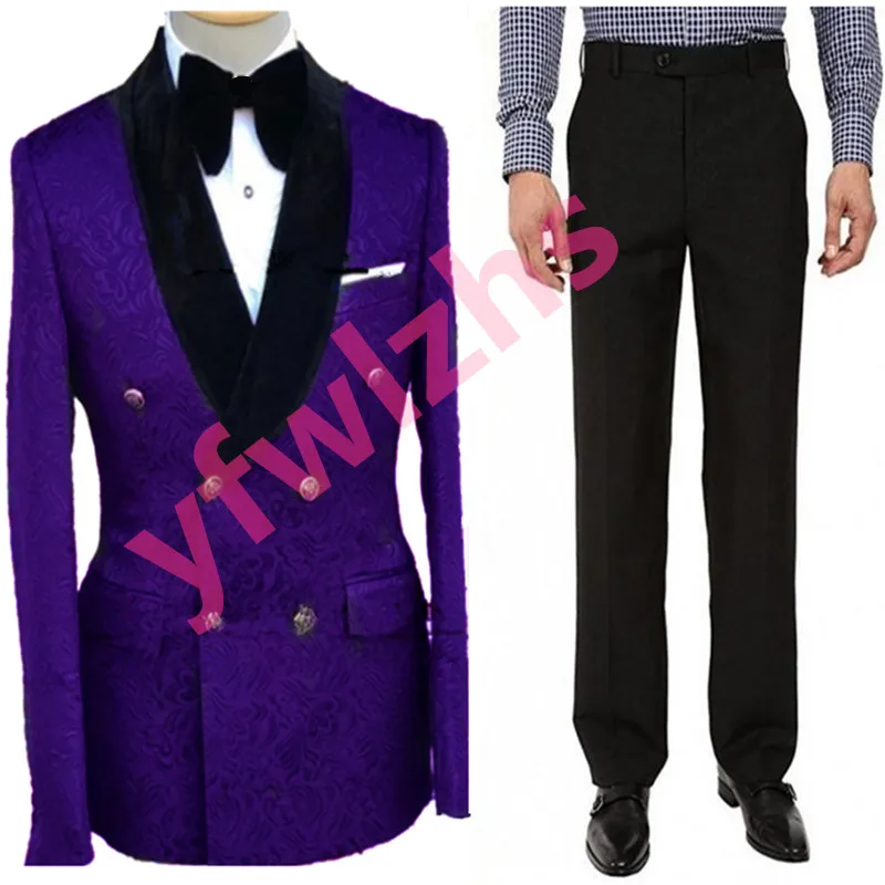 Customize Men Suits Groomsmen Shawl Lapel Groom Tuxedos Wedding Dress Blazer Prom Dinner (Jacket+Pants+Tie) A3912