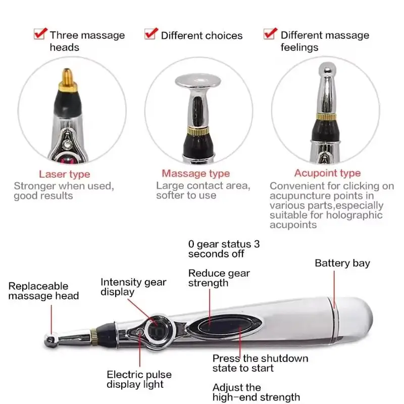 5 In 1 Electronic Acupuncture Pen Meridian Energy Pulse Massage Acupoint Stimulation Pain Relief Muscle Relaxation Portable Kit