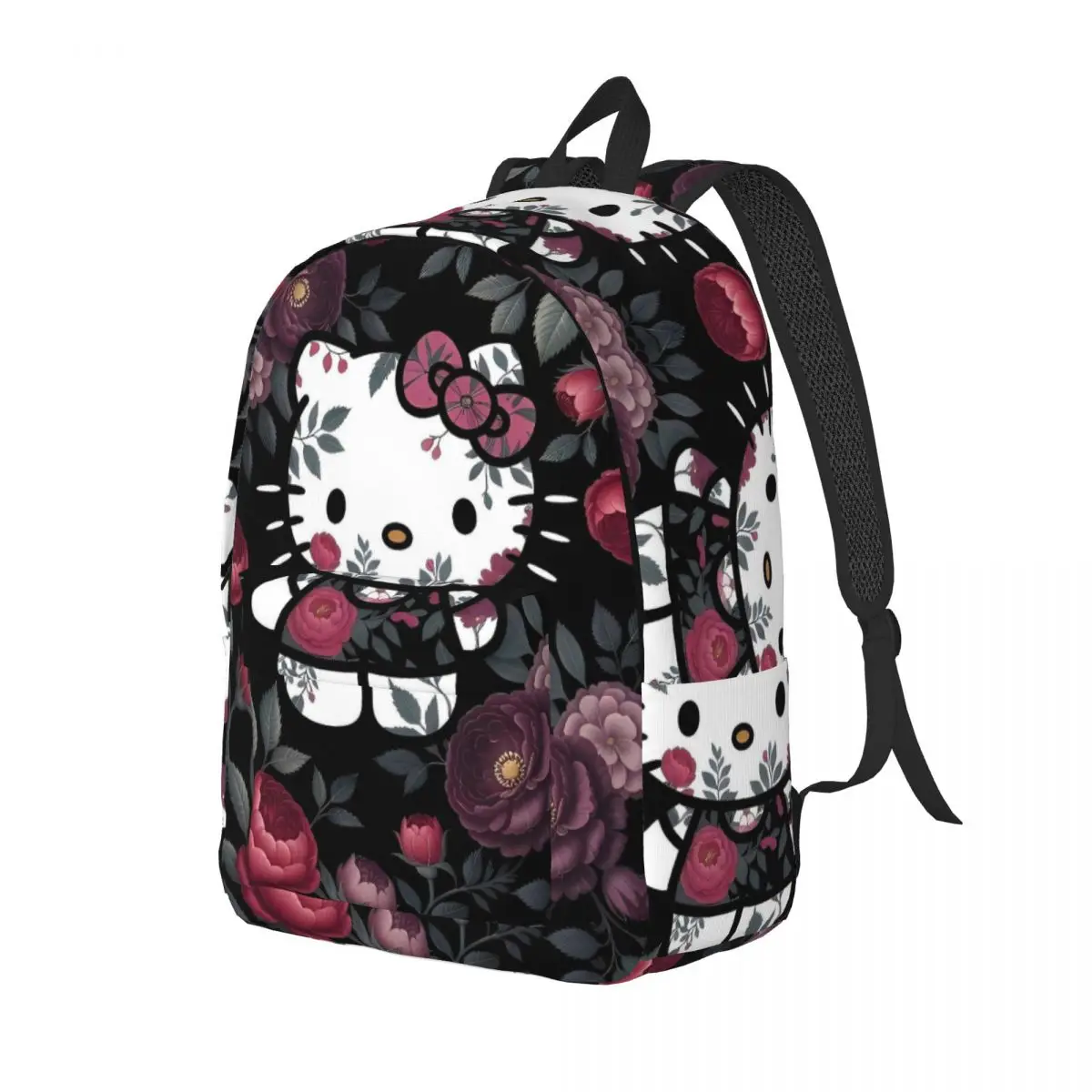 ハローキティかわいい漫画バックパック少年少女パターンバックパックポリエステルかわいいスクールバッグ大学カスタムリュックサック