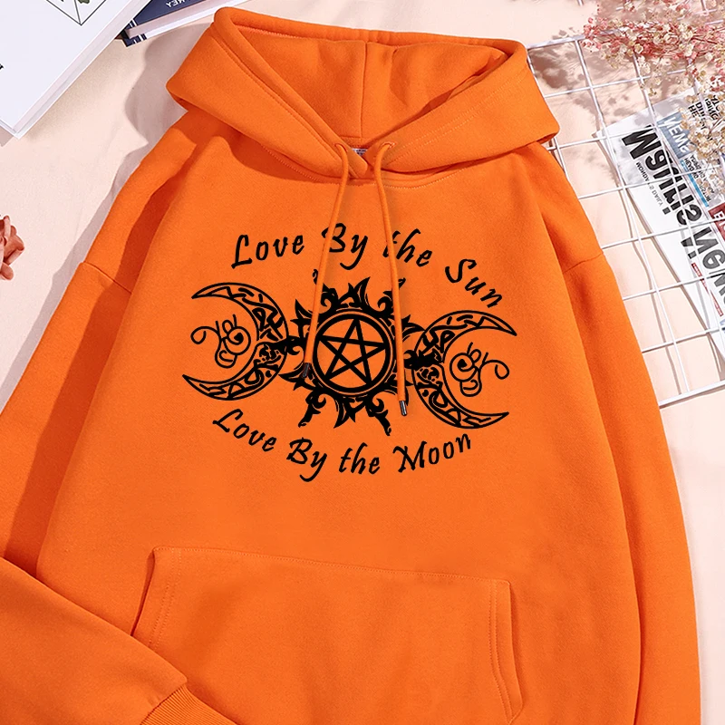 

Love By The Sun And Moon Print Mens Hoody Everyday Fleece Sweatshirt Fashion Causal Hoodie Classic Comfortable Pocket Clothes