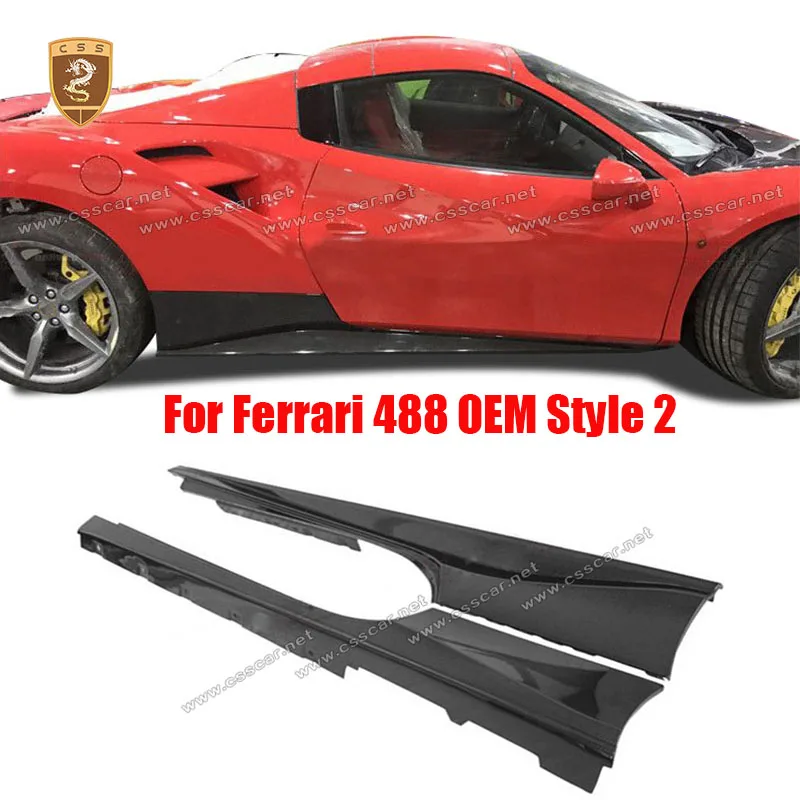 Left & Right Car Side Skirt Splitter Diffuser Winglet Side Wing Bumper Lip Protector Bodykits For Ferrari 488 OEM Style