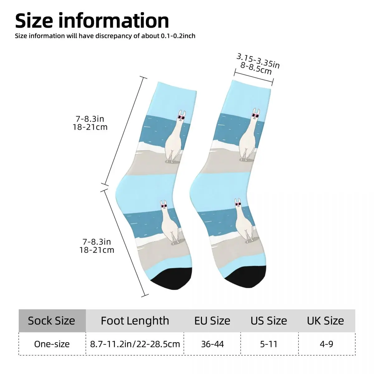 Summer Llama Kawaii Socks Shopping Cartoon Pattern Socks