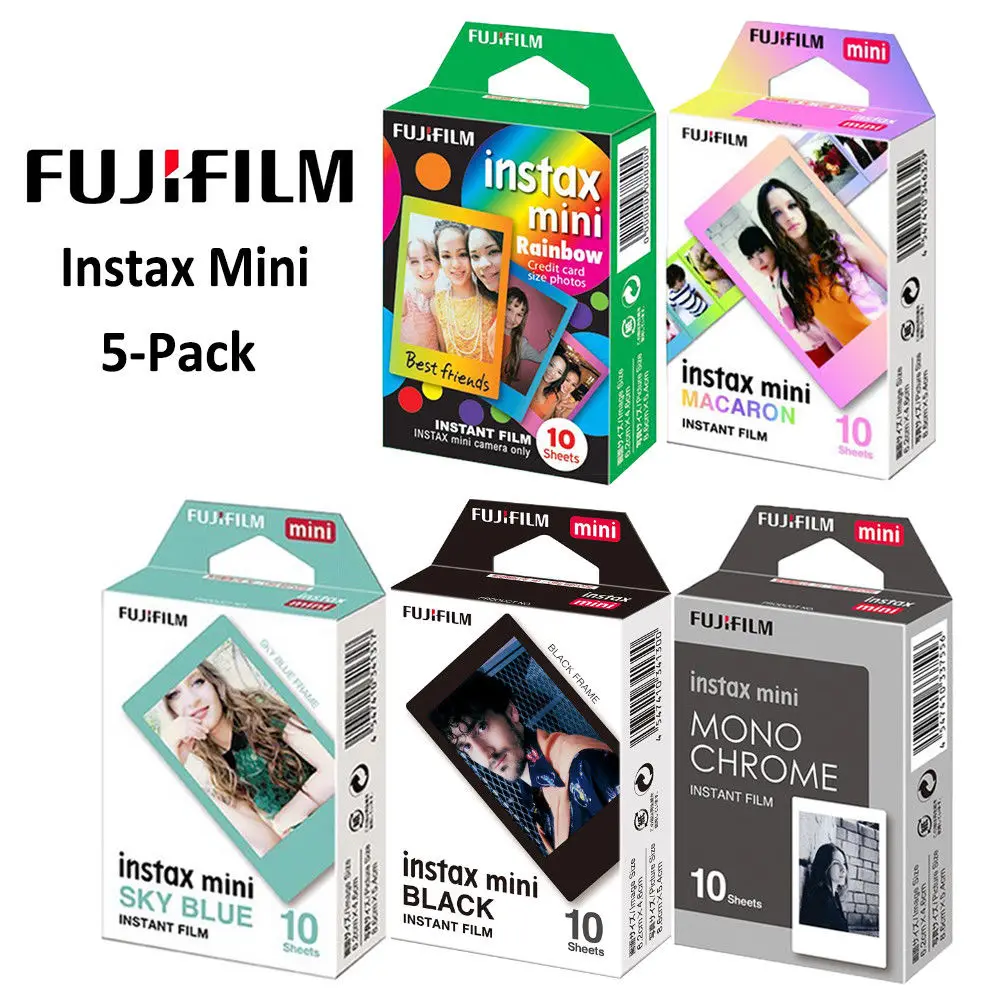 For Fujifilm Instax Mini 12 8 9 11 Film Camera 10 - 50 Sheets Instant Photo Paper ( Rainbow, Macaroon, MonoChrome, Black, Blue )