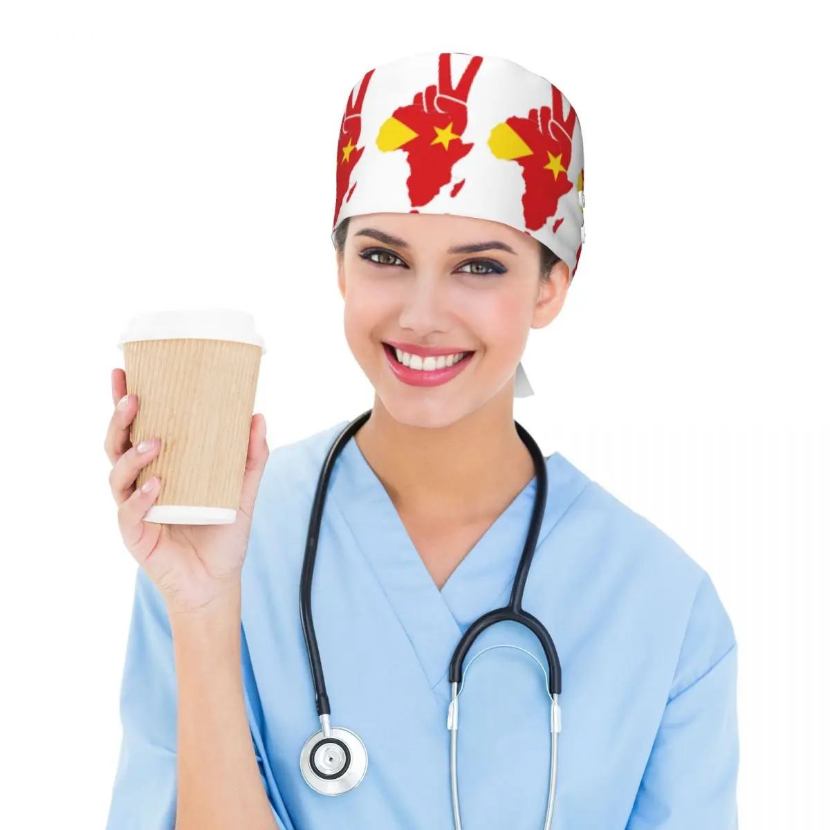 Tigray Peace Africa Proud Flag Ethiopian Tigray Scrub Hat Doctor Working Surgical Cap Unisex Adjustable Nursing Caps for Dentist
