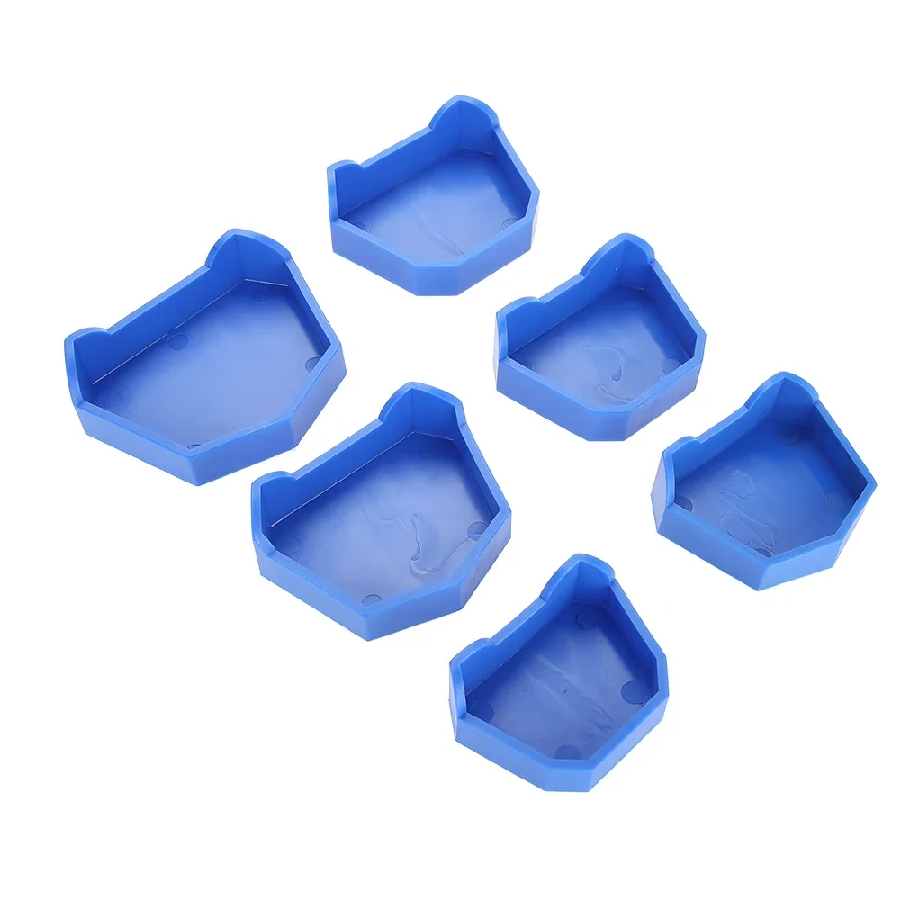 6Pc Dental Plaster Base Set Dental Lab Former Base Kit Dentistry Mold Tray Large Medium Small Silicon Rubber Plaster Model Bases