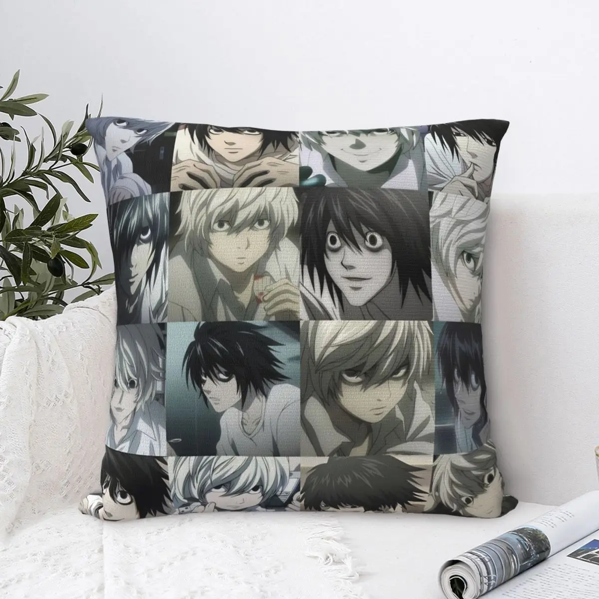 L Lawliet Pillowcases Polyester Home Deathnotes Anime Cushion Cover Creative Decorative Throw Pillow Case 45*45
